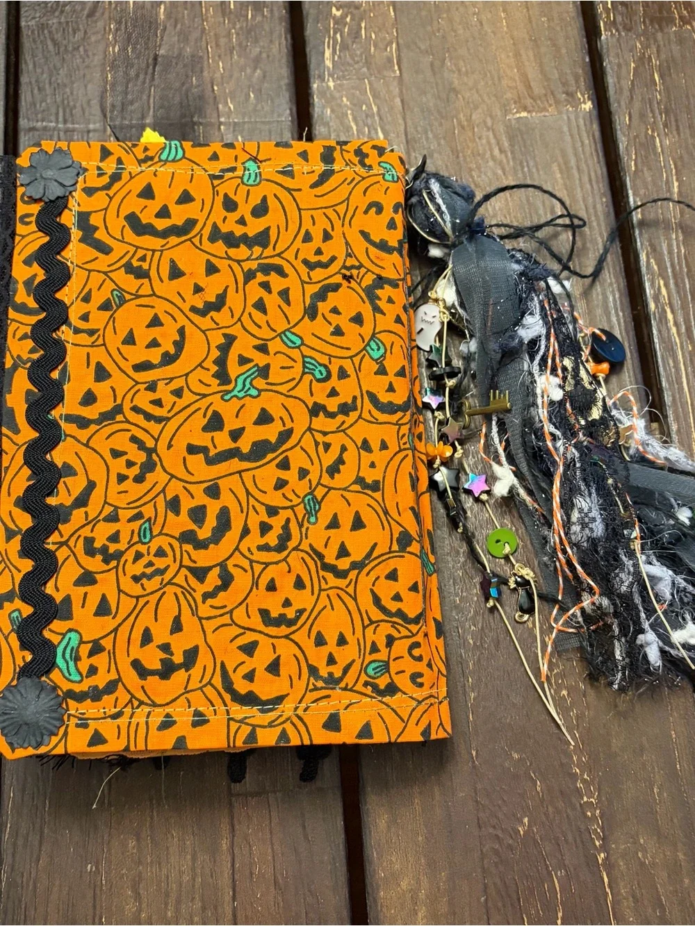 Halloween Junk Journal Vintage Fabric Pumpkins Softcover Decorated 3 Signatures